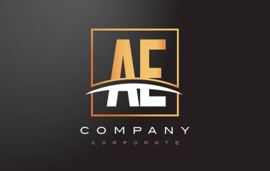 AE bir D altın harf Logo tasarımı ile altın Meydanı ve Swoosh.