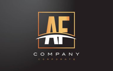 AF bir F altın harf Logo tasarımı ile altın Meydanı ve Swoosh.
