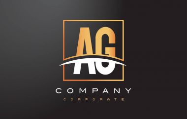 AG A G altın harf Logo tasarımı ile altın Meydanı ve Swoosh.