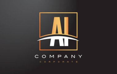 Ai ben bir altın harf Logo tasarımı ile altın Meydanı ve Swoosh.