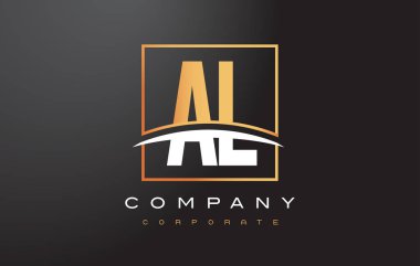 Al bir L altın harf Logo tasarımı ile altın Meydanı ve Swoosh.