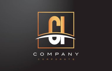 CI C ben altın harf Logo tasarımı ile altın Meydanı ve Swoosh.