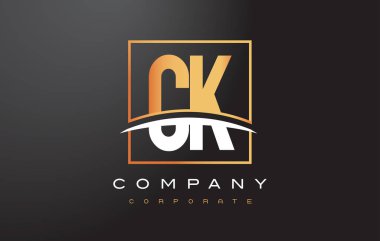 CK C K altın harf Logo tasarımı ile altın Meydanı ve Swoosh.