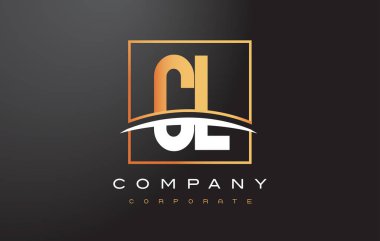 CL C L altın harf Logo tasarımı ile altın Meydanı ve Swoosh.