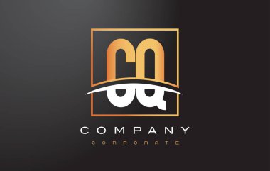 CQ C Q altın harf Logo tasarımı ile altın Meydanı ve Swoosh.