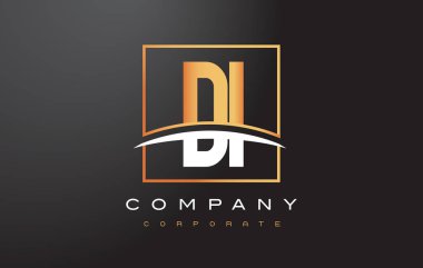 Di D Ben altın harf Logo tasarımı ile altın Meydanı ve Swoosh.