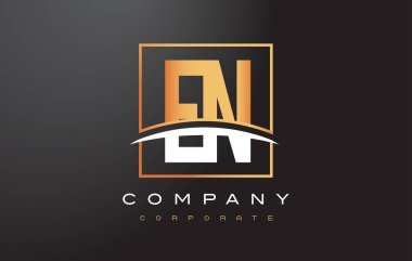 Tr E N altın harf Logo tasarımı ile altın Meydanı ve Swoosh.