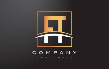 Ft F T altın harf Logo tasarımı ile altın Meydanı ve Swoosh.