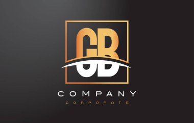 GB G B altın harf Logo tasarımı ile altın Meydanı ve Swoosh.