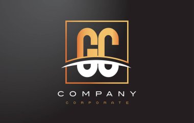 GC G C altın harf Logo tasarımı ile altın Meydanı ve Swoosh.