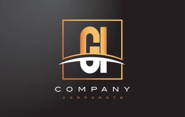 Gi G Ben altın harf Logo tasarımı ile altın Meydanı ve Swoosh.