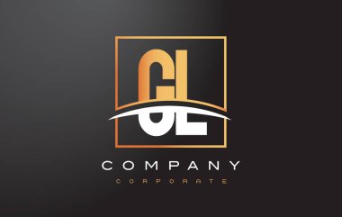 GL G L altın harf Logo tasarımı ile altın Meydanı ve Swoosh.