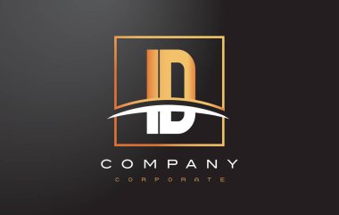 Kimliği Ben D altın harf Logo tasarımı ile altın Meydanı ve Swoosh.