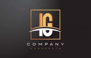 IG Ben Q altın harf Logo tasarımı ile altın Meydanı ve Swoosh.