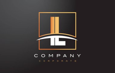Il ı L altın harf Logo tasarımı ile altın Meydanı ve Swoosh.