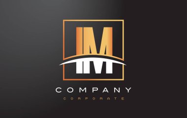 Im ben M altın harf Logo tasarımı ile altın Meydanı ve Swoosh.