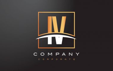 IV v altın harf Logo tasarımı ile altın Meydanı ve Swoosh.