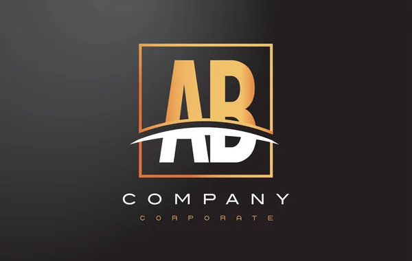AB A B arany levél Logo Design arany négyzet és Swoosh. — Stock Vector