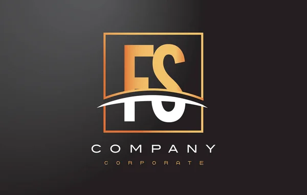 FS F S Golden brief Logo ontwerp met goud plein en Swoosh. — Stockvector