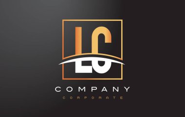 LC L C altın harf Logo tasarımı ile altın Meydanı ve Swoosh.