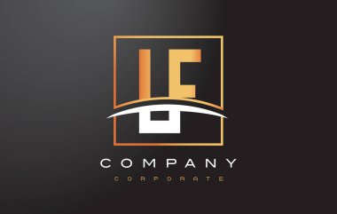 Eğer L F altın harf Logo tasarımı ile altın Meydanı ve Swoosh.