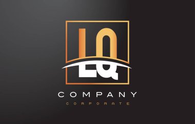 LQ L Q altın harf Logo tasarımı ile altın Meydanı ve Swoosh.
