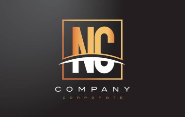 NC N C altın harf Logo tasarımı ile altın Meydanı ve Swoosh.