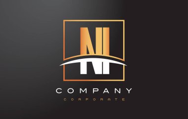 Ni N ben altın harf Logo tasarımı ile altın Meydanı ve Swoosh.