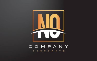 Hiçbir N O altın harf Logo tasarımı ile altın Meydanı ve Swoosh.