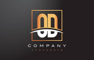 Od O D altın harf Logo tasarımı ile altın Meydanı ve Swoosh.