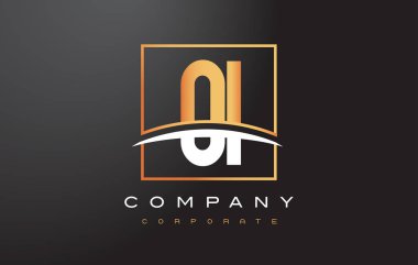 Oi O ben altın harf Logo tasarımı ile altın Meydanı ve Swoosh.