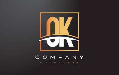 Tamam O K altın harf Logo tasarımı ile altın Meydanı ve Swoosh.