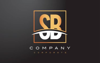 SB S B altın harf Logo tasarımı ile altın Meydanı ve Swoosh.