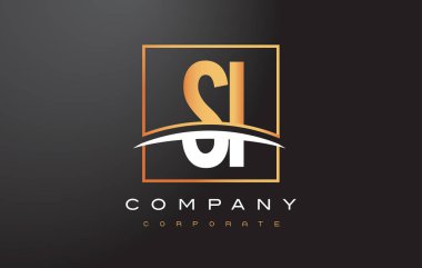 Si S Ben altın harf Logo tasarımı ile altın Meydanı ve Swoosh.