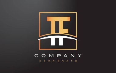 TF T F altın harf Logo tasarımı ile altın Meydanı ve Swoosh.