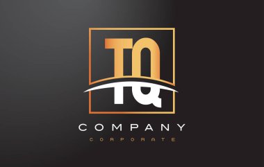 TQ T Q altın harf Logo tasarımı ile altın Meydanı ve Swoosh.