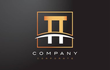 TT T altın harf Logo tasarımı ile altın Meydanı ve Swoosh.