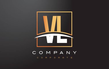 VL V L altın harf Logo tasarımı ile altın Meydanı ve Swoosh.