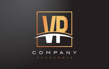 Başkan Yardımcısı V P altın harf Logo tasarımı ile altın Meydanı ve Swoosh.