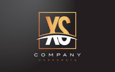 XS S altın harf Logo tasarımı ile altın X kare ve Swoosh.