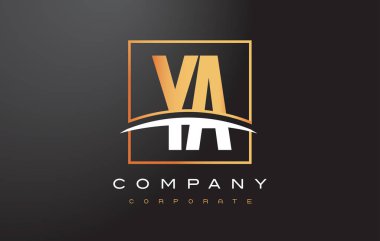 Ya Y bir altın harf Logo tasarımı ile altın kare ve Swoosh.