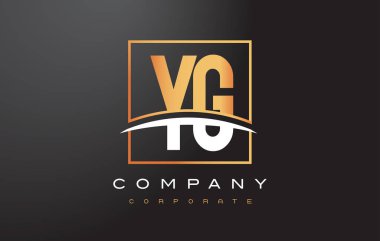 YG Y G altın harf Logo tasarımı ile altın Meydanı ve Swoosh.