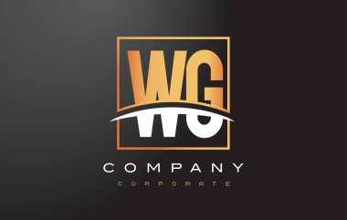 WG W G altın harf Logo tasarımı ile altın Meydanı ve Swoosh.