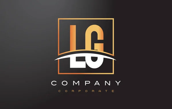 LG L G Golden brief Logo ontwerp met goud plein en Swoosh. — Stockvector