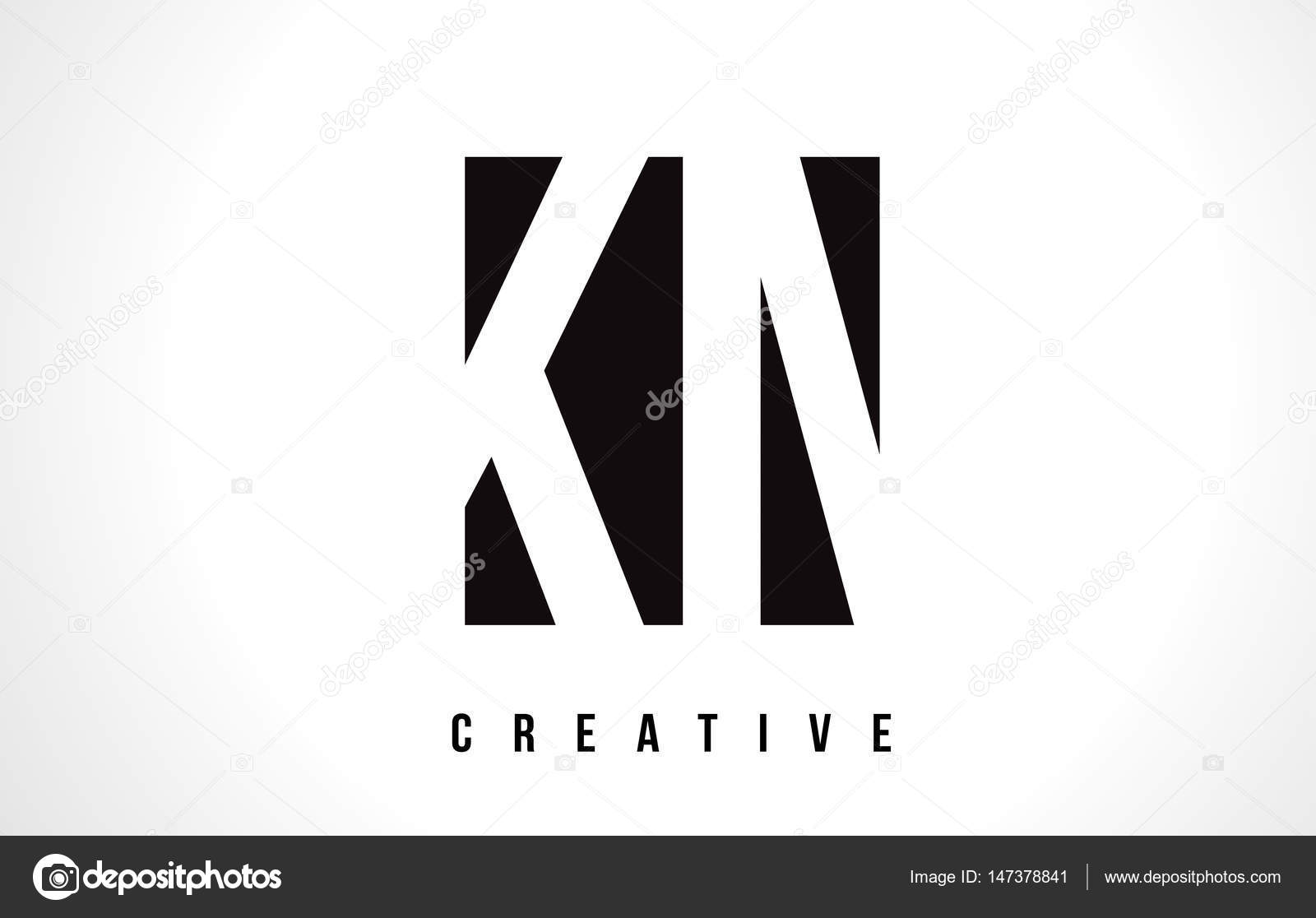 KN K N White Letter Logo Design with Black Stock Vector by