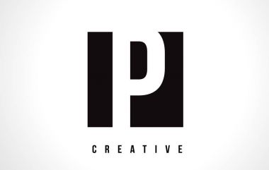 P Beyaz harf Logo tasarımı siyah kare ile.