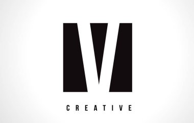 V Beyaz harf Logo tasarımı siyah kare ile.