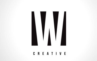 W Beyaz harf Logo tasarımı siyah kare ile.