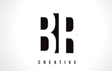 Br B R Beyaz harf Logo tasarımı siyah kare ile.