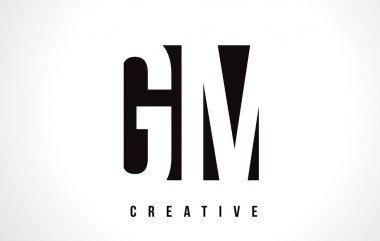 GM G M White Letter Logo Design with Black Square. clipart